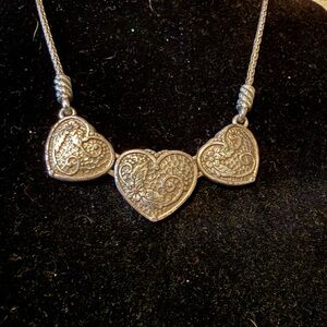 Brighton Three Heart Necklace 16" To 18” Adjustable (Retired)